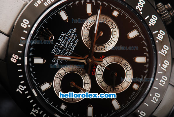 Rolex Daytona Swiss Valjoux 7750 Automatic Movement Full PVD with Black Dial and White Stick Markers - Click Image to Close